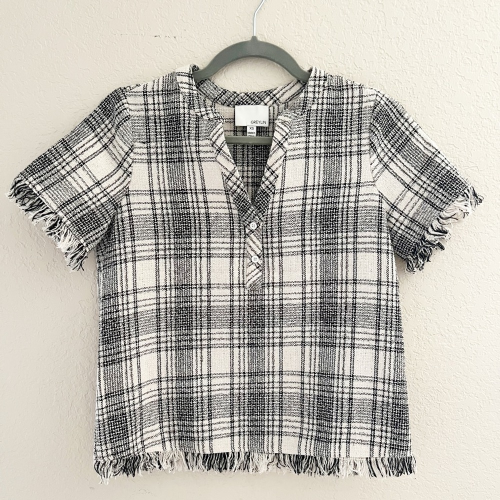 Anthropologie Greylin Textured Short Sleeve Top Size XS
